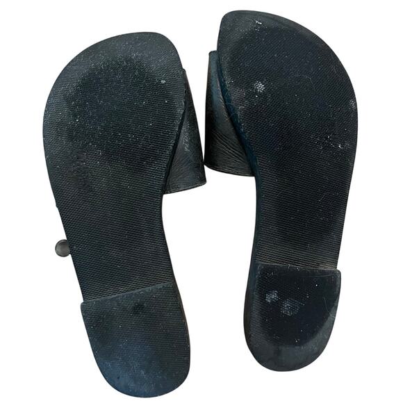 St. Agni Black Leather Slide Sandals - Picture 6 of 6